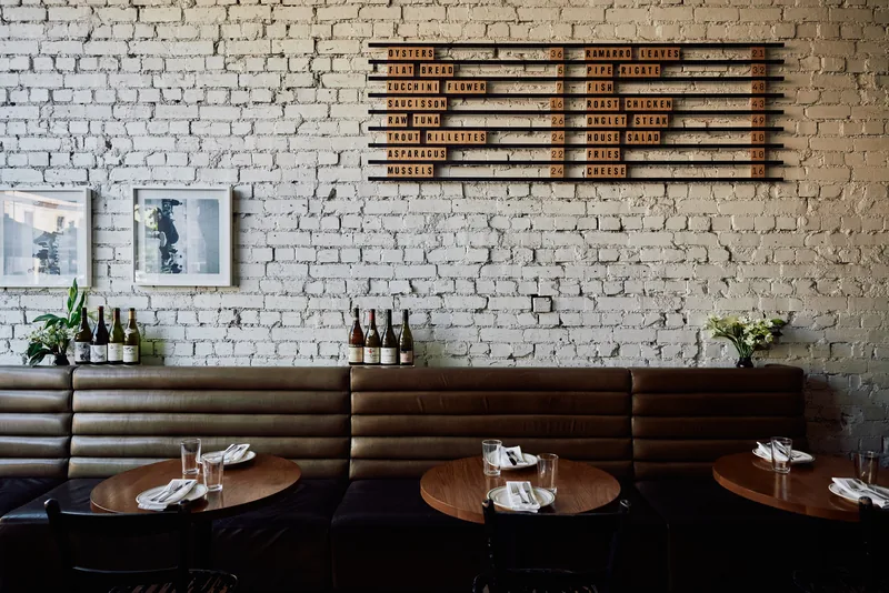 Wine bar counter at Marion in Fitzroy during vermouth hour.